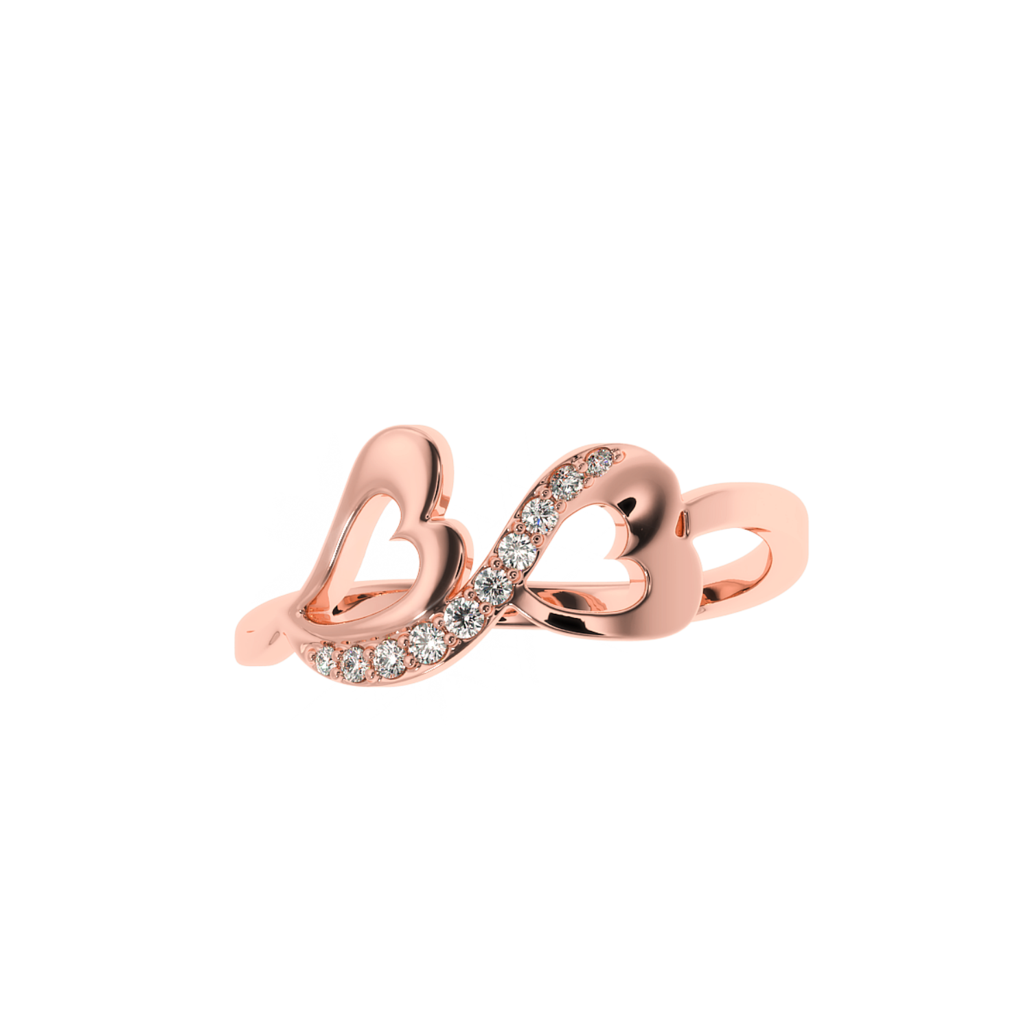 Solitairekart 0.09 CT Lab Diamond Connected Hearts Ring